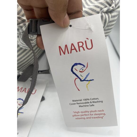 Lot Of 2 Soft Microbead Travel Airplane Neck Pillows Gray Striped Pattern - Picture 4 of 8